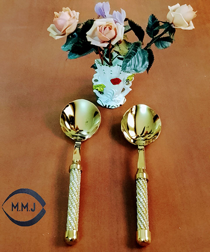 قاشق آجیل دسته نگین دار رنگ گلد